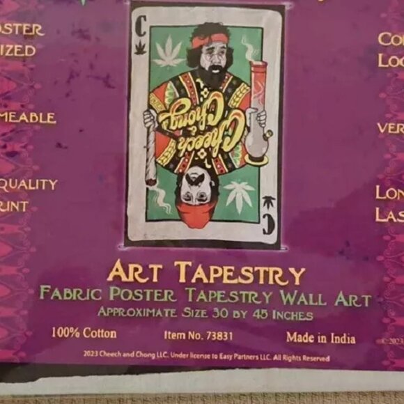 Cheech & Chong Playing Card Tapestry ~ 30" x 45" ~ w/Corner Loops ~ Brand New! - Picture 4 of 4